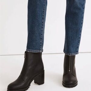 Madewell Alyce Zip Up Lugsole Black Ankle Boots